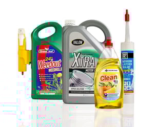 Domino - WeedKiller, Motor Oil, Clean, Bathroom _ Kitchen Sealant - label sample